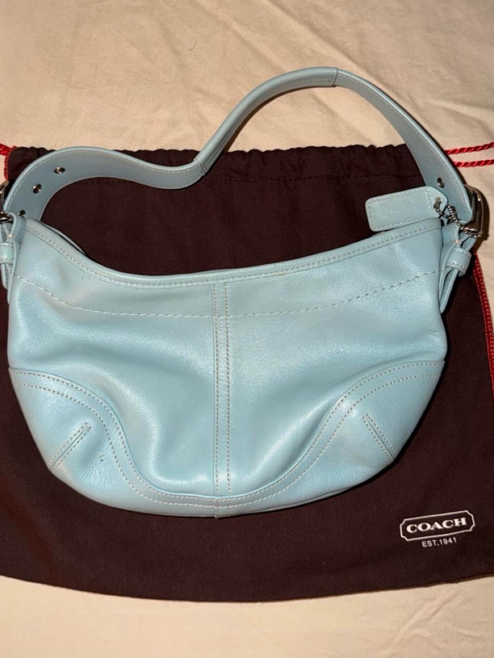 Coach Vintage Blue Leather Small Hobo Bag